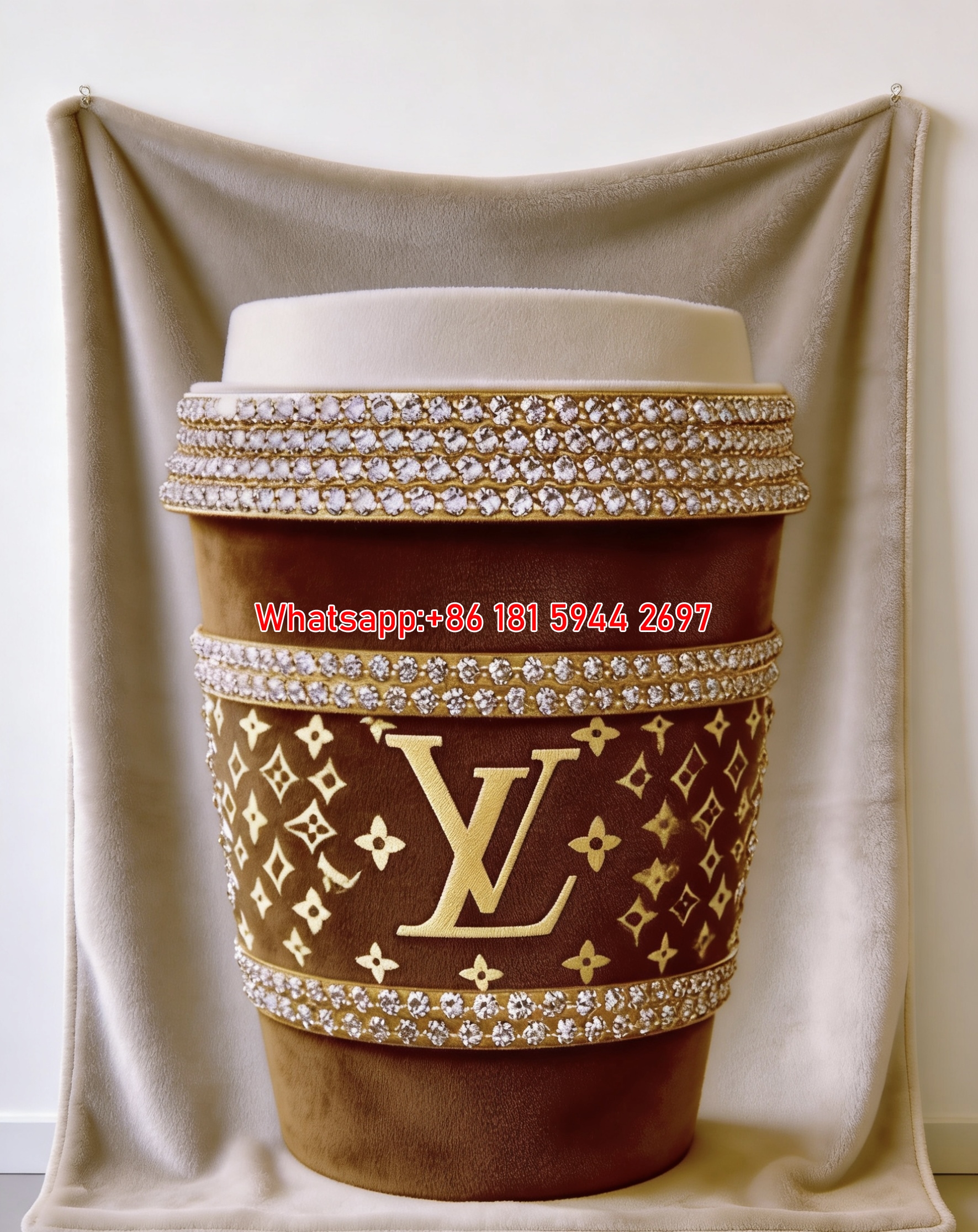 LV Diamond Coffee Cup Blanket Luxury LV Monogram Cup Throw 129